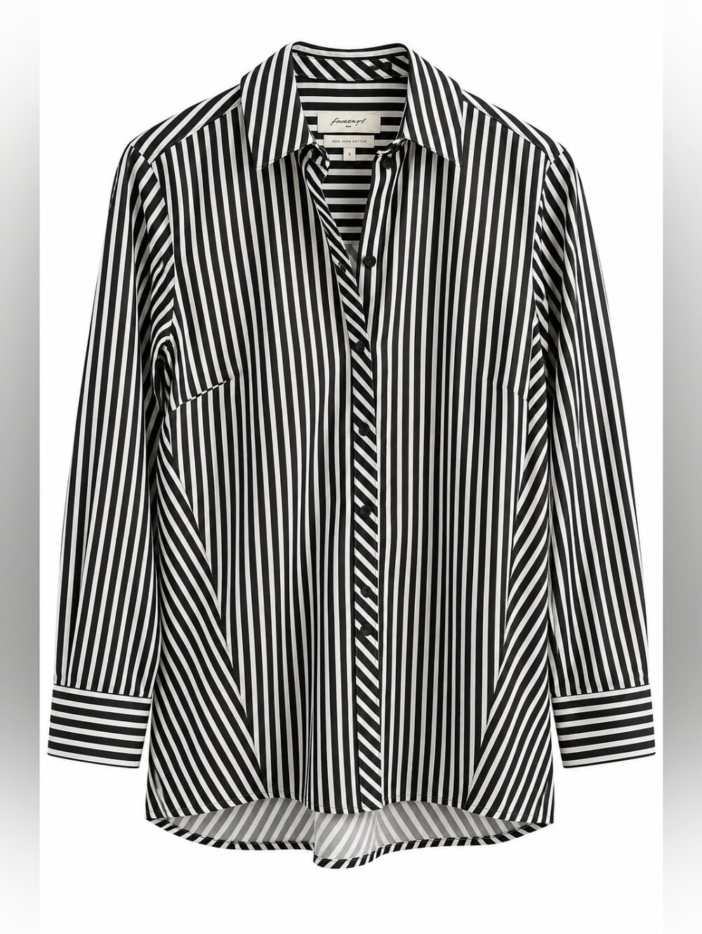Foxcroft NYC Black White Stripe Heritage Non Iron Cotton Shirt 6